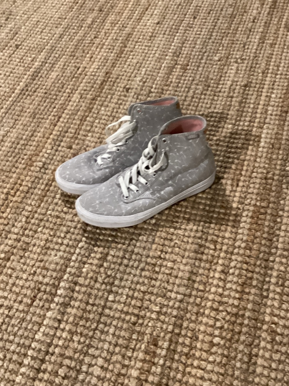 Vans Kids Gray High-Top Sneakers with Pink Interior